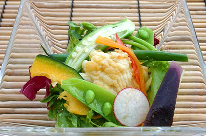 <br /><br />鱧のエスカベッシュと<br>季節野菜の彩りサラダ