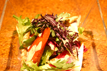 <br /><br />季節野菜の彩りサラダ<br />ゴマ風味のドレッシング