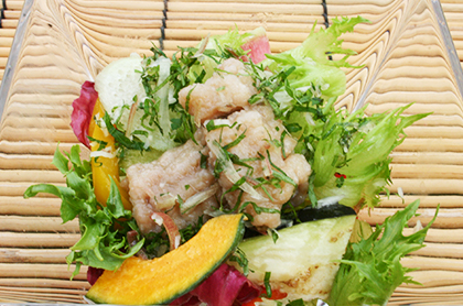 <br /><br />鱧のエスカベッシュと季節野菜の彩りサラダ